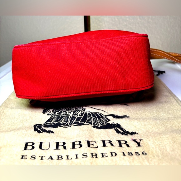 Burberry Red Canvas Crossbody Bag | Leather Trim | Dust Bag Included | w/COA - Picture 10 of 16